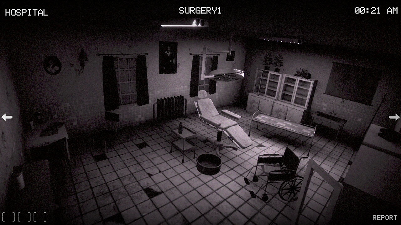 Anomaly Hunter gameplay showing a dark living room security camera feed